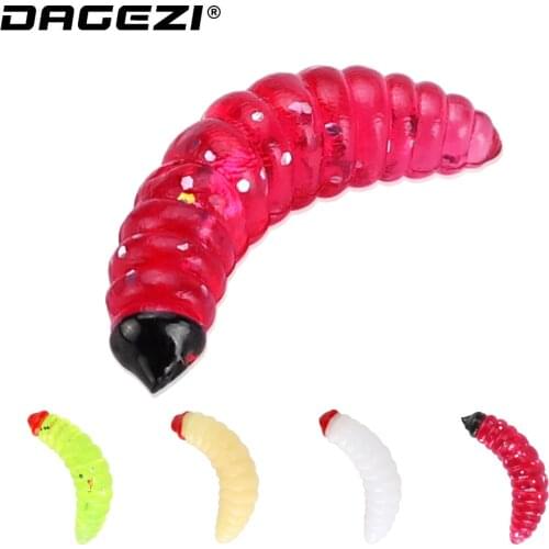 DAGEZI 50pcs/lot Soft lure Swimbaits Smell Worms soft fishing lure Jig Head Soft Artificial Bait for Fly Fishing Tackle