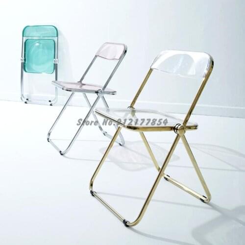 Transparent Chair Acrylic Ins Dining Chair Net Red Backrest Stool Fashion Photo Makeup Chair Clothing Store Folding Chair
