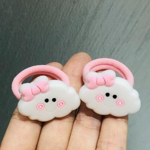 2Pcs/set Clouds Bow Colorful Hair Accessories Children Rubber Bands Scrunchies Elastic Nylon Hair Bands Girls Headband Ties