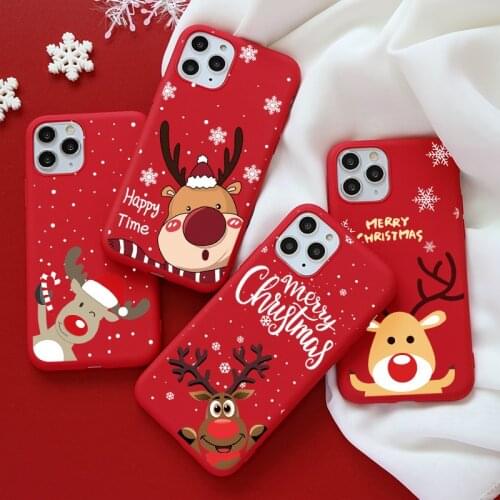 Christmas Cartoon Deer For iPhone 13 12 Pro Max Mini Cases For iPhone 11 Pro XS MAX X XR SE 2020 7 8 6 6S 5 5S SE Plus Gift Caso