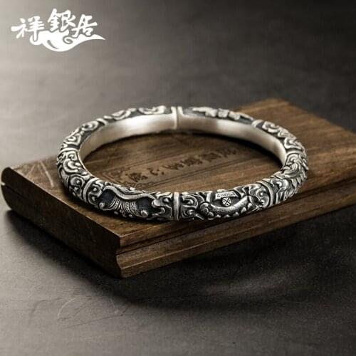 Silver bracelet 999 fine silver female lucky sweet send mother China wind restoring ancient ways and silver bracelet