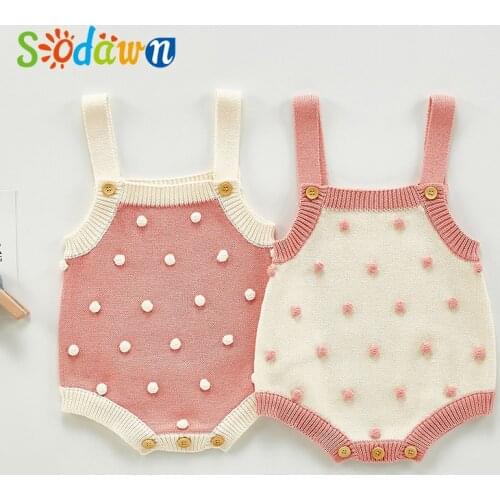 Sodawn 2021 Autumn Newborn Baby Girls Knitted Sleeveless Rompers Baby Clothing Infant Knitted Clothes Toddler Baby Girls Jumpsui