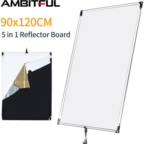 90 x 120cm 35in x 47in Sun Scrim Large 5in1 Black Silver Gold White Diffuser Reflector Aluminum Alloy Frame for Photography