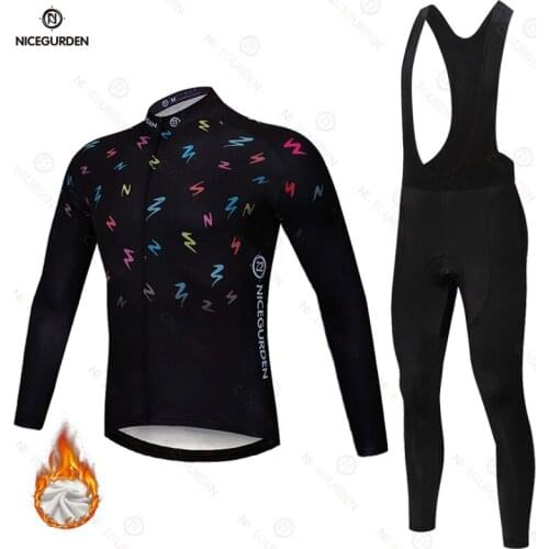 2021 new winter warm fleece sweatshirt suit racing sweatshirt mountain bike sweatshirt fleece suit bicycle strap sweatpants