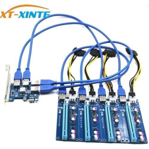 USB 3.0 PCI-E Express 1x to 16x Extender Riser Card Adapter Pcie 1 to 4 USB Convertor Graphics Video card for Miner BTC Litcoin