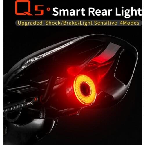 ROCKBROS Bicycle Smart Rear Light Auto Brake Sensing IPx6 Waterproof USB Charge Cycling Taillight Bike LED Light Accessories
