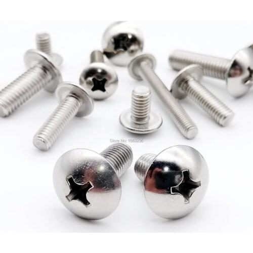 10/50pcs High Quality M2 M2.5 M3 M4 M5 M6 M8 304 stainless steel JISB1111T Phillips Truss Head Screw Large Flat Round Cross Bolt