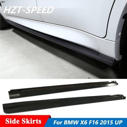 3D Style Carbon Fiber Side Skirts Extensions Trim Lip For BMW X6 F16 X6M F86 Car Tuning 2015 Up