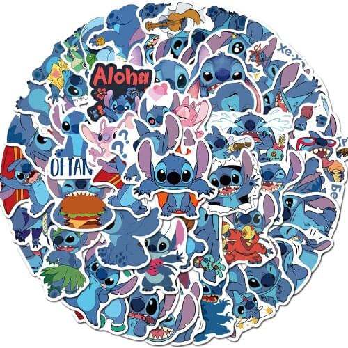 50pcs Cartoon Stitch Vsco Stickers Laptop Skateboard Luggage Guitar Waterproof Funny DIY Graffiti Sticker Kids Toys
