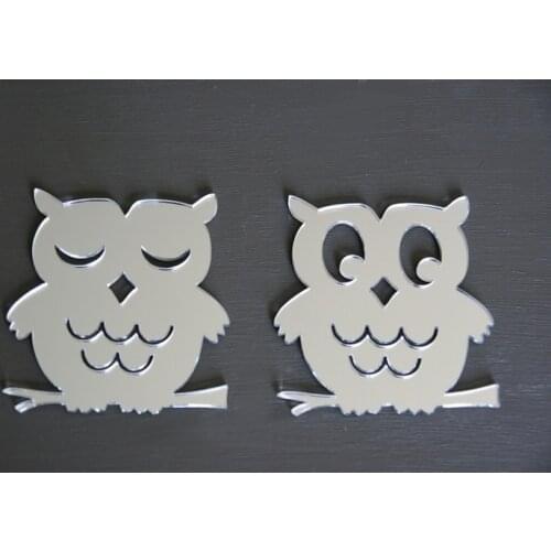 Free shipping OWL Acrylic wall mirror sticker , 3D decorative mirror wall sticker for baby childen kids bedroom deco