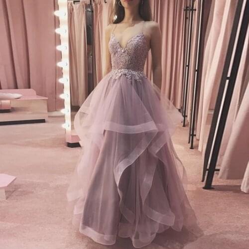 BEPEITHY A-line Long Evening Dresses 2020 платья знаменитостей Ruffle Skirt Sleeveless Prom Dress Party Gown V Neck Robes