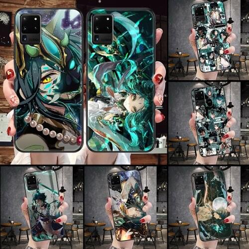 Genshin Impact xiao Phone case For Samsung Galaxy Note 4 8 9 10 20 S8 S9 S10 S10E S20 Plus UITRA Ultra black silicone Etui 3D