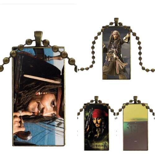For Girls Wholesale Necklace Fashion Long Chain With Rectangle Necklace Jewelry Pirates Of The Caribbean Johnny Depp