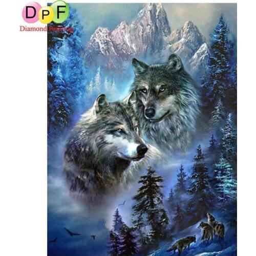 DPF 5D Diamond Painting animal Forest wolf Diy square Full Cross stitch Diamond Painting Embroidery Mosaic home decor painting