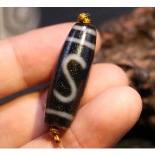 Energy Tibetan Old Oily Agate Patina S Money Hook Element Totem dZi Bead Amulets Timestown UPD22