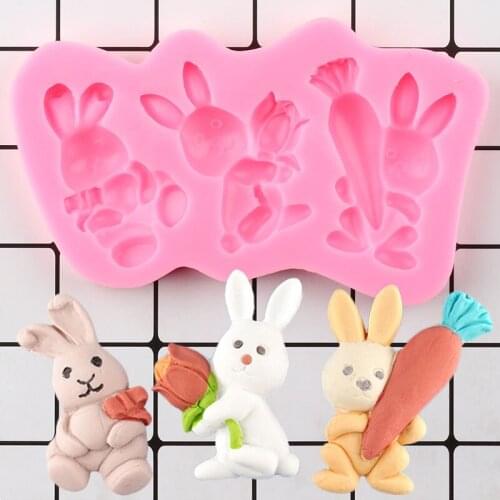 Easter Rabbit Silicone Mold Carrot Fondant Cake Decorating Tools Chocolate Gumpaste Moulds Candy Mould Polymer Clay Molds