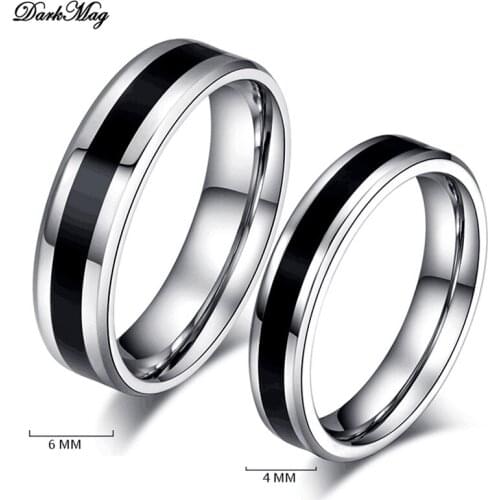 DarkMag Mens Tungsten Wedding Bands Ring Thin Black Line Engagement Ring USA Male Jewelry 6MM Wide