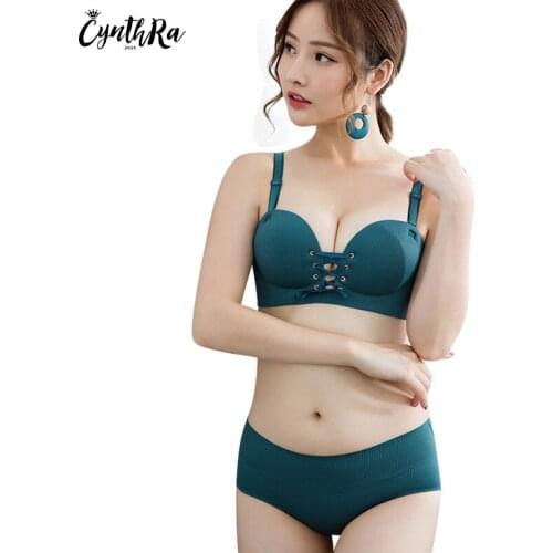 CYNTHRA Pull Cord Lingerie One - piece Massage Palm Shape Chest Pad Seamless Bra Push-up Girls Underwear Set Free Shipping