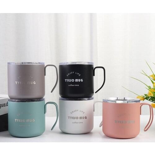 Creative fashion 350 ml contracted 8 coffee cup with cover handle stainless steel vacuum cup