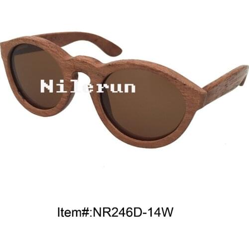 Round natural solid wood sunglasses