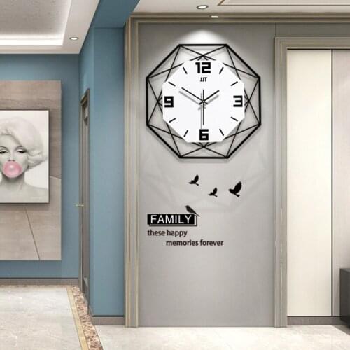 2021 fashion clock wall clock living room creative clock household metal decoration quartz clock digital wall clock