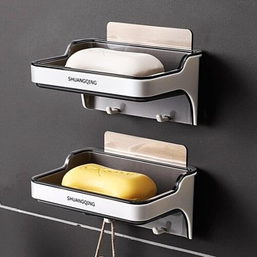 Soap Dish with Hanger Shower Wall-Mounted Soap Holder Bathroom Tub Draining Water Soap Box Soap Saver Kitchen Sink Soap Case