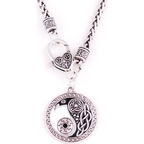 Wheat Link Chain Pendant Necklace Yin And Yang Chinese Traditional Culture Black And White Zinc Alloy Cool Provide Dropshipping