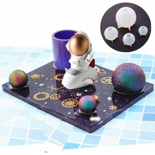 Planet Moonlight Night Light Mold Mobile Phone Holder Table Mold UV Crystal Epoxy Diy Silicone Moon Ball Shaped Resin Mold