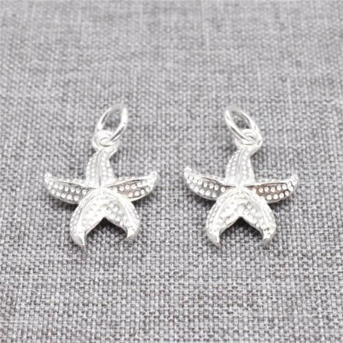 2 Pieces of 925 Sterling Silver Starfish Charms 2-Sided Sea Ocean Charm for Necklace Bracelet