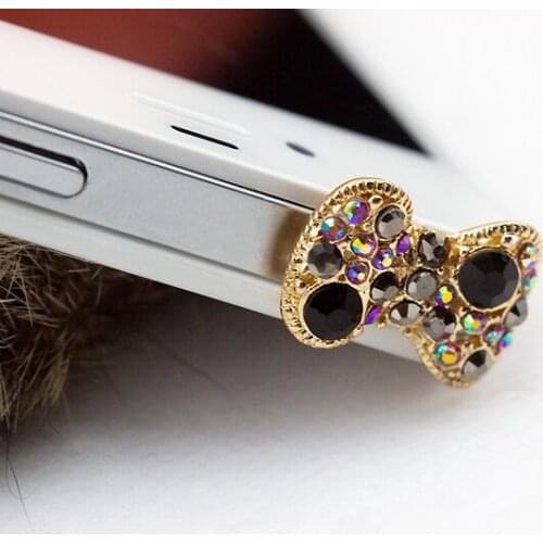 Fashion Rhinestone Color Diamond Bow Anti-dust Headphones Hole Dustproof Plug for 3.5mm Earphone Hole Dust Plug