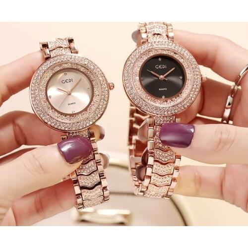 Reloj femininos GEDI Watch Women Top Luxury Brand Rhinestone Ladies Clock Fashion Womens Watch Bracelet Female Wristwatch