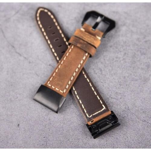 Genuine Leather 22mm Quick Fit Replacement Watch Band Strap with for Garmin Fenix 5/ 5 Plus/Forerunner 935/Approach S60/Quatix 5
