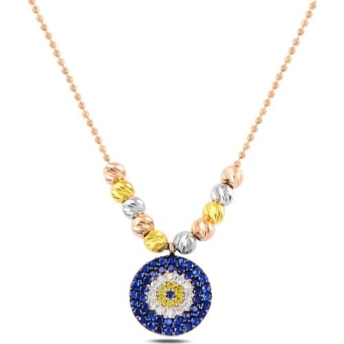 Silver 925 Sterling Dorica Top & Zircon Crystal Eye Pendant