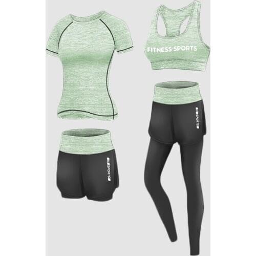 4pcs/set Fitness Sport Suit Women Seamless Running Tracksuit Sportswear Gym Crop Top Yoga Pant Clothes Workout Leggings Yoga Set