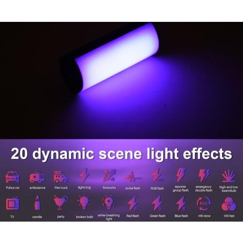 Andoer W100RGB Mini LED Video Light Rechargeable RGB Fill Light 2500K-9000K Dimmable 20 Lighting with Mini Desktop Tripod Lamp