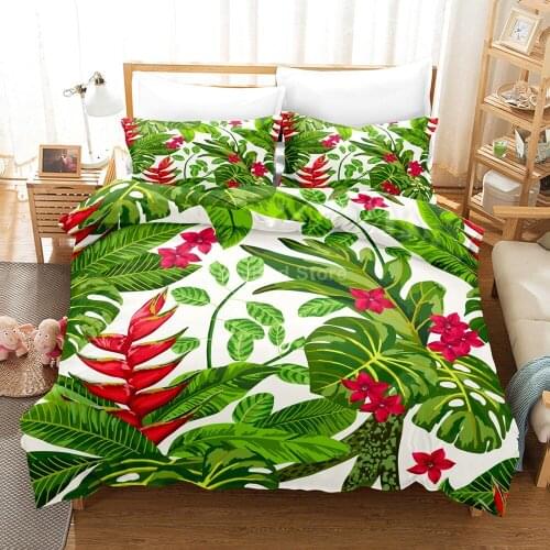 Tropical Leaf Bedding Set Grenn Ins Plant 3d Duvet Cover Sets Comforter Bed Linen Twin Queen King Single Size Fashion Luxury