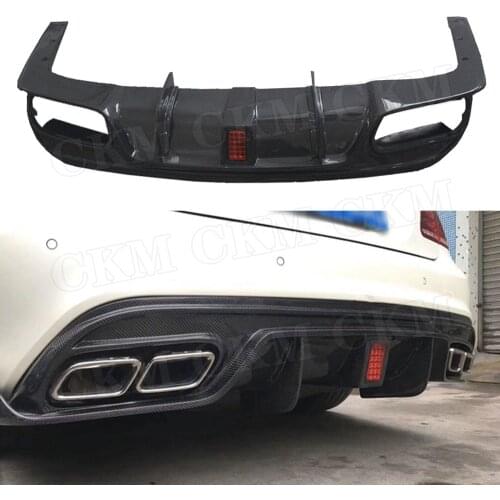 Carbon Fiber Rear Lip Diffuser for Mercedes Benz W207 C207 Coupe E200 E260 E300 2 Door 2014 - 2016 With LED Light Bumper Guard