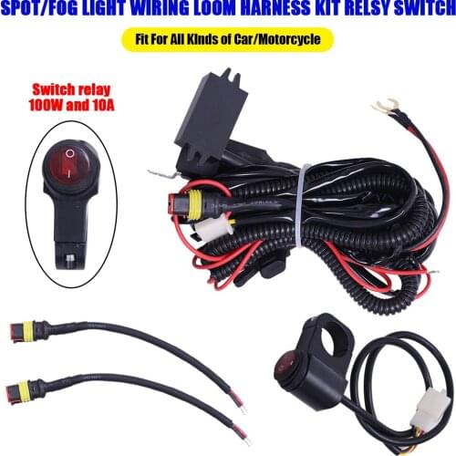 Universal 9-15V Fog Light Wiring Harness 100W 10A Relay Switch Fog Light Spotlight Wiring Loom Harness Kit For Motorcycle Car