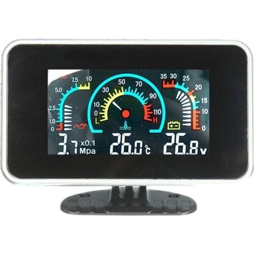 Universal LCD 12v/24v Truck Car Oil Pressure Gauge + Voltmeter Voltage Gauge + Water Temperature Gauge Meter With Sensors