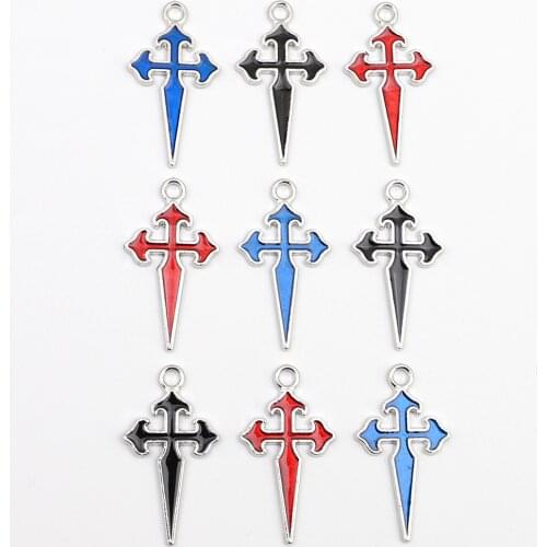 Assorted 150pcs of Catholic Red Blue Black Saint James Crusader Rosary Crucifix Cross 50pcs of each