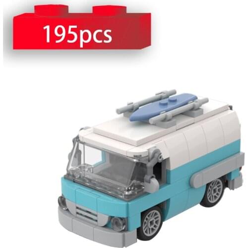 Mini Vintage Surfer Vanby Car Model Building Blocks Retro Surf Truck Transport Vehicle Bricks DIY Toys for Children Xmas Gifts