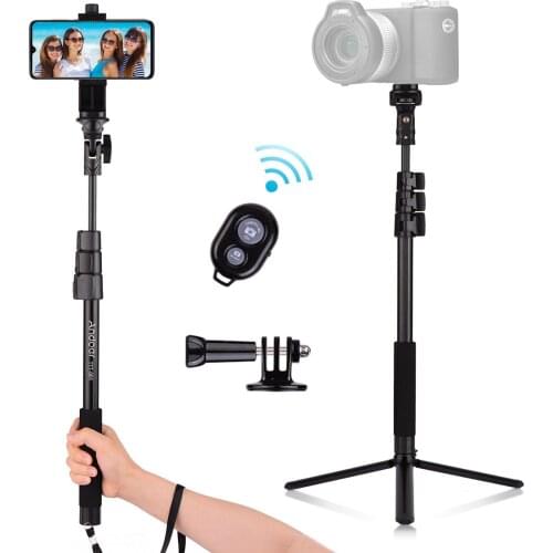 54-inch Extendable Selfie Stick Tripod Stand Aluminum Alloy with Phone Holder Sports Camera Mount Adapter for Selfie Live Stream