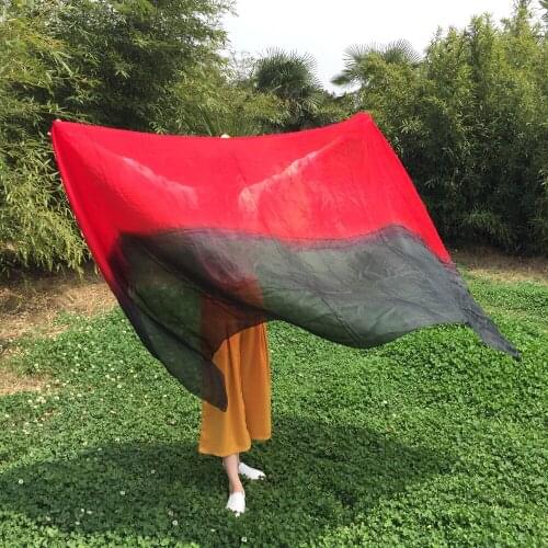 High quality nice dancing Veils womens sexy 100% pure real silk belly dance Veils wholesale Black/Red