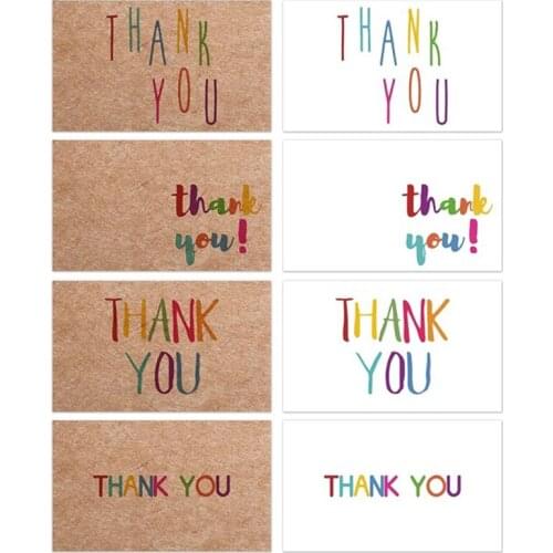 30Pcs Colorful Thank You Cards Kraft Paper Label For Wedding Decor Card