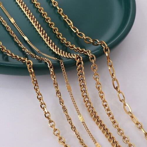 RHYSONG Fashion All Match 45cm Link O Chain Necklaces Gold Silver Color Choker Neck Chains Stainless Steel For Women Men Jewelry