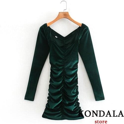 Winter Women Za Fashion 2021 Vintage Velvet deep v dress solid sexy party comfortable Dress Long Sleeve Mujer Vestidos