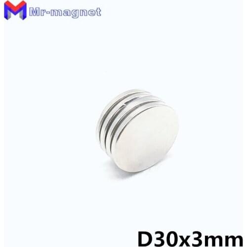 100pcs D30*3 mm N35 NdFeB Magnet 30x3 powerful Neodymium magnet D30x3 mm rare earth NdFeB magnet 30*3