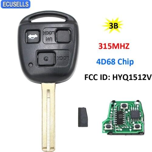 3 Button Remote Car Key 315Mhz 4D68 Chip for Lexus ES300 GS300 GS400 GS430 IS300 LS400 FCC ID: HYQ1512V TOY48 Uncut Blade
