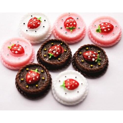 30pcs DIY Scrapbooking Phone Case Decorative Craft Miniature Artificial Resin Cabochon Strawberry Cake