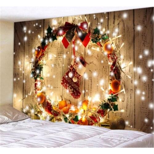 3D Xmas Art Wall Hanging Tapestry Christmas Large Bedspread Wall Hanging Throw Blanket Mat Backdrop Home Room Decoration Gift